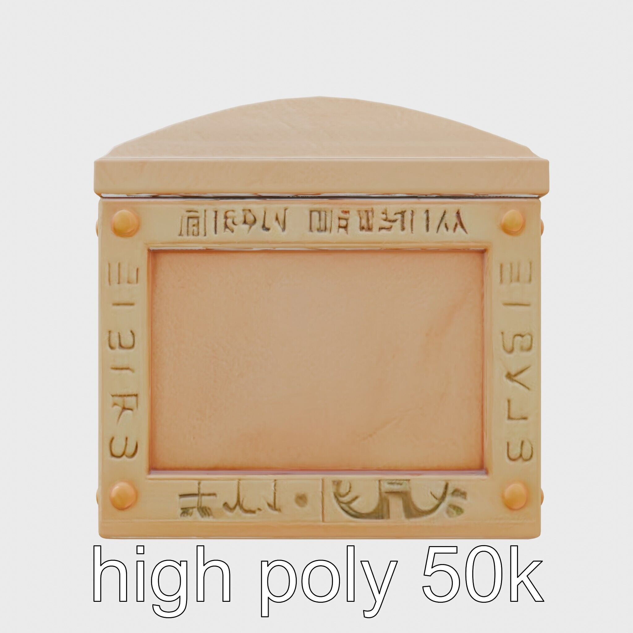 Ancient Egyptian Treasure Chest with Hieroglyphic Carvings Low-poly 3D model_8