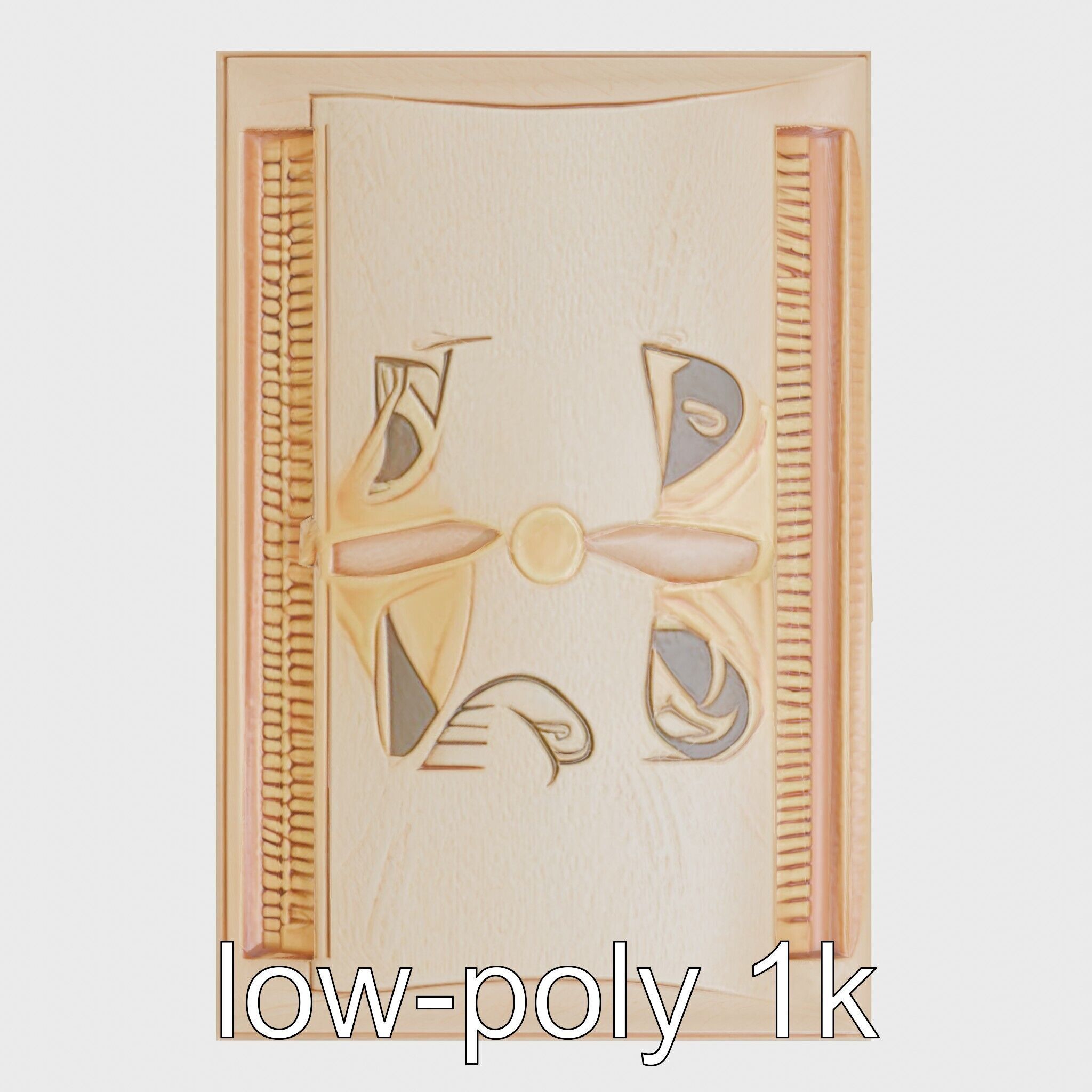 Ancient Egyptian Treasure Chest with Hieroglyphic Carvings Low-poly 3D model_25