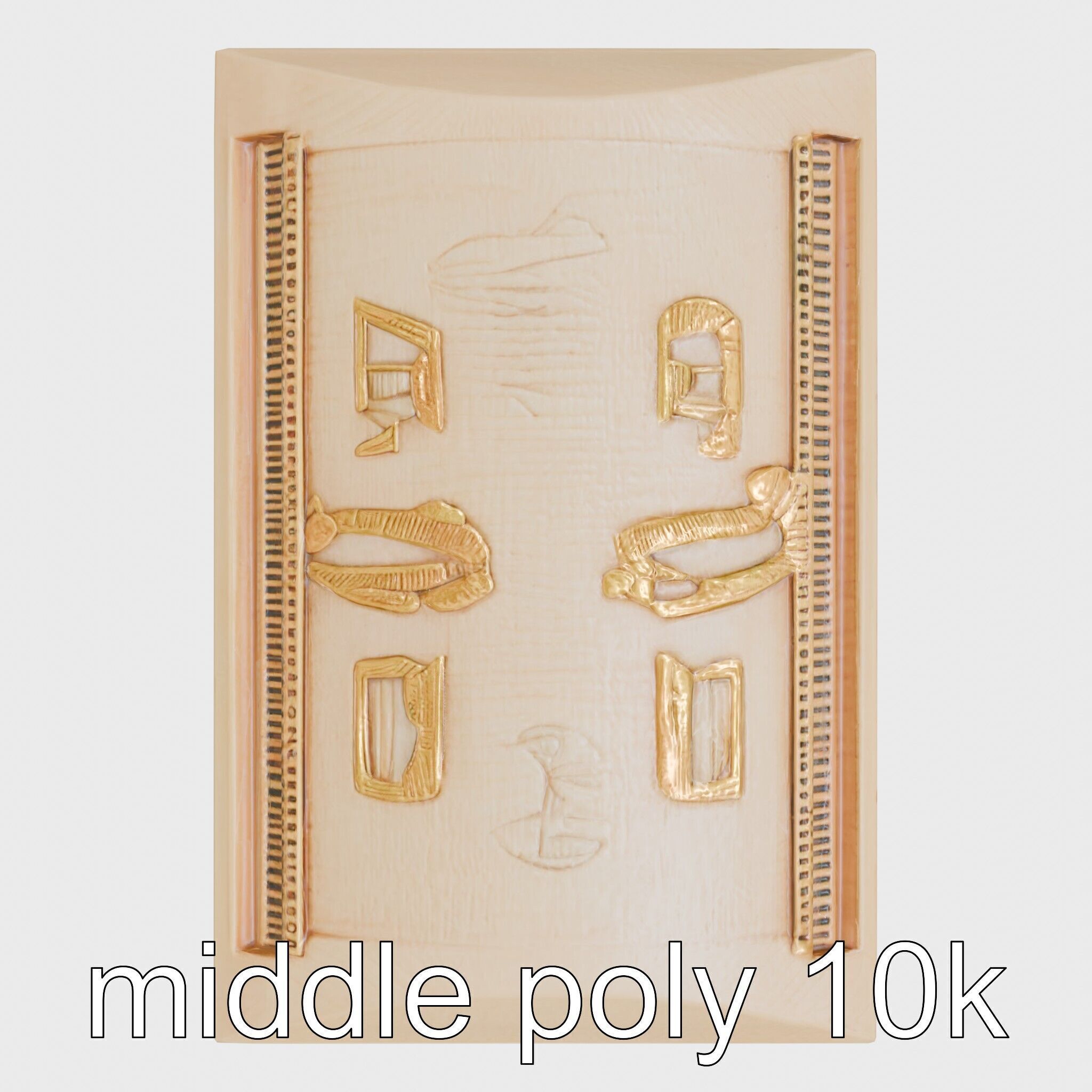 Ancient Egyptian Treasure Chest with Hieroglyphic Carvings Low-poly 3D model_27