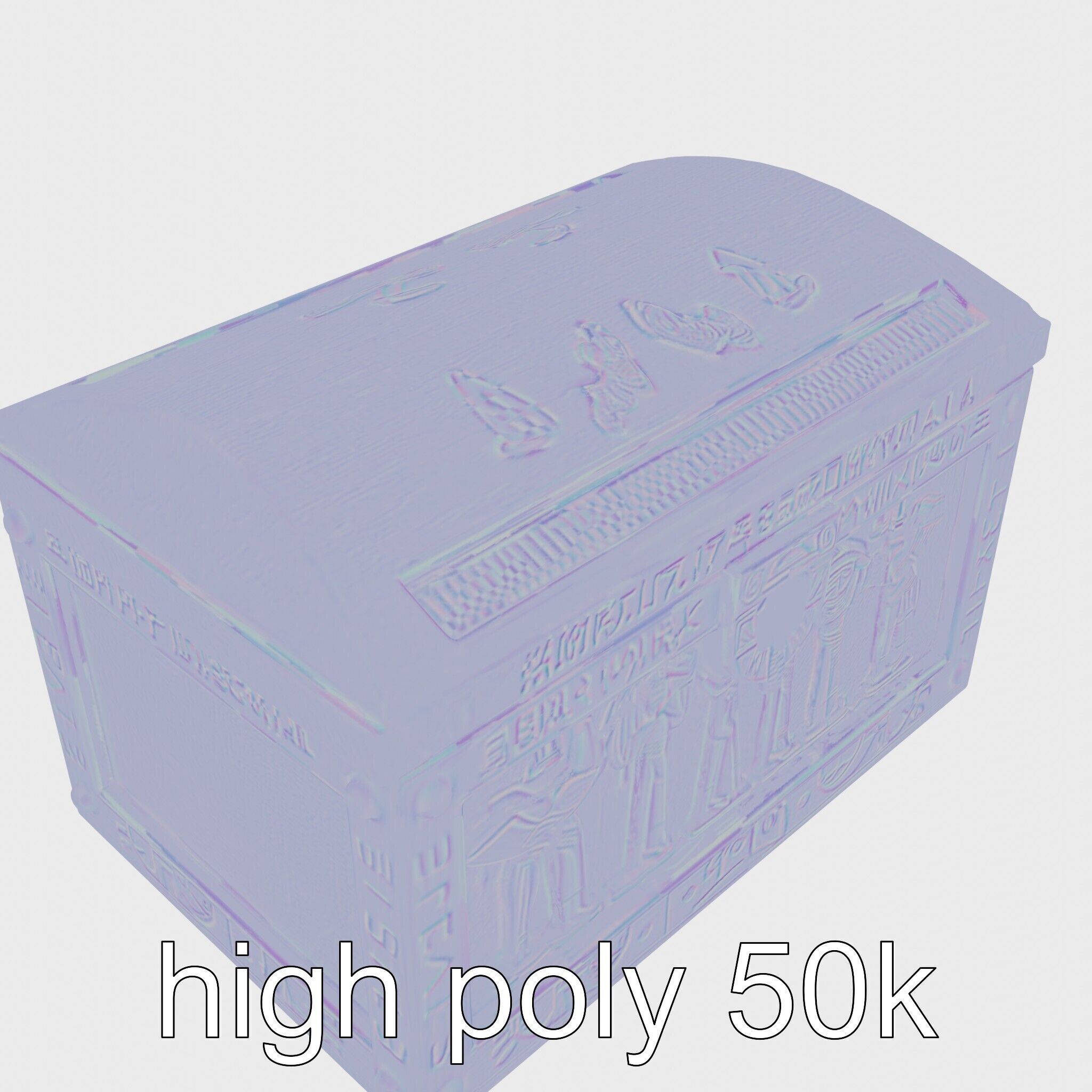 Ancient Egyptian Treasure Chest with Hieroglyphic Carvings Low-poly 3D model_26