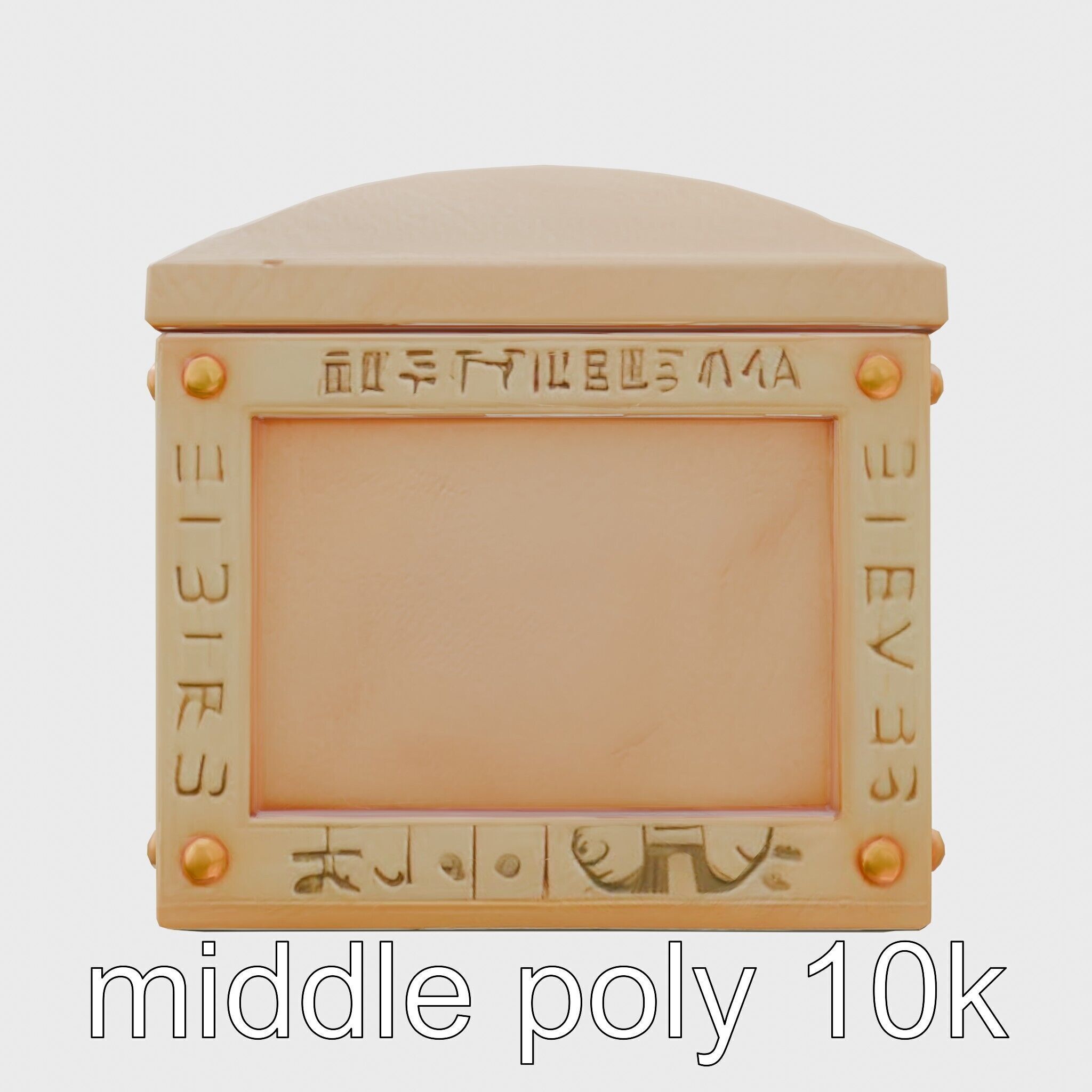 Ancient Egyptian Treasure Chest with Hieroglyphic Carvings Low-poly 3D model_9
