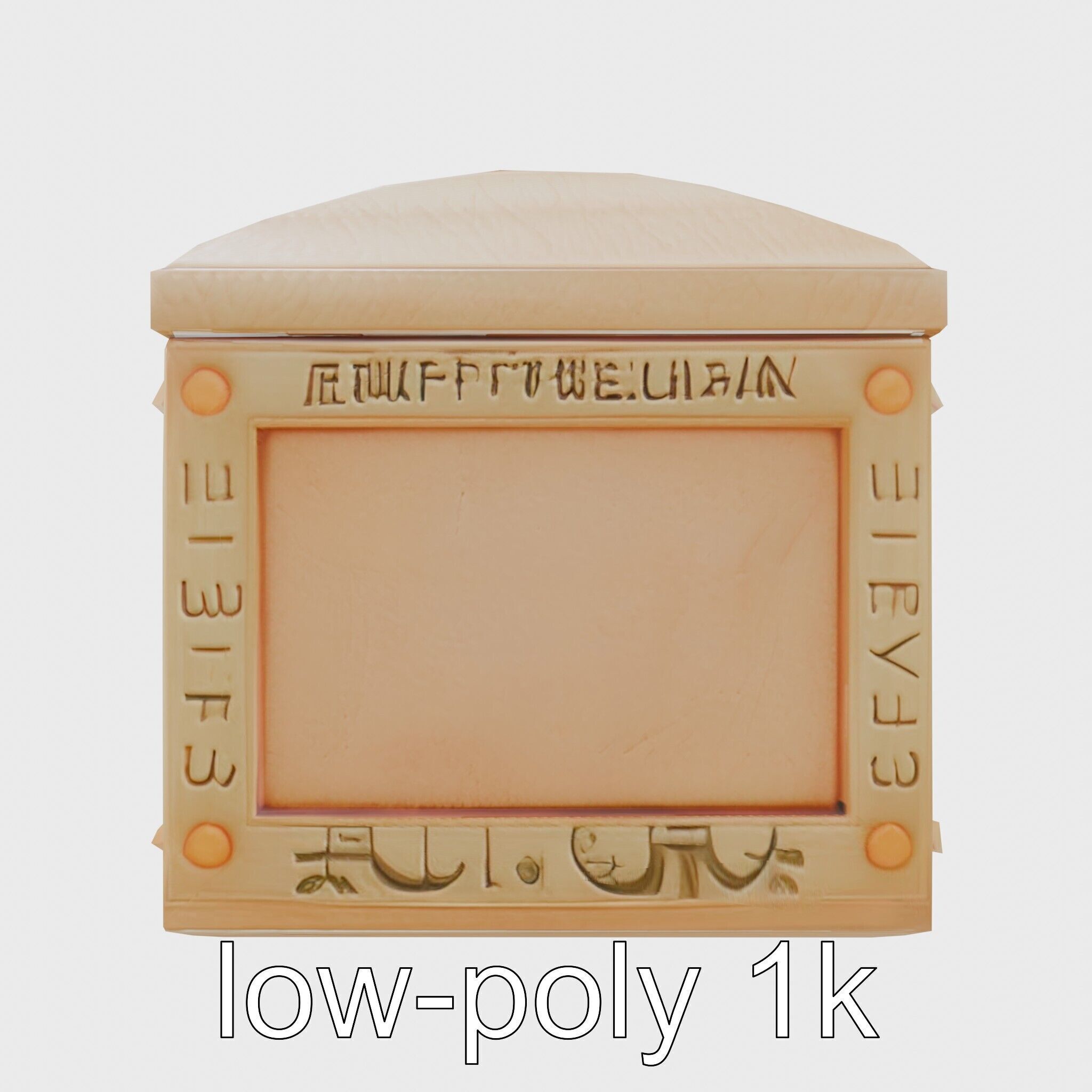 Ancient Egyptian Treasure Chest with Hieroglyphic Carvings Low-poly 3D model_10