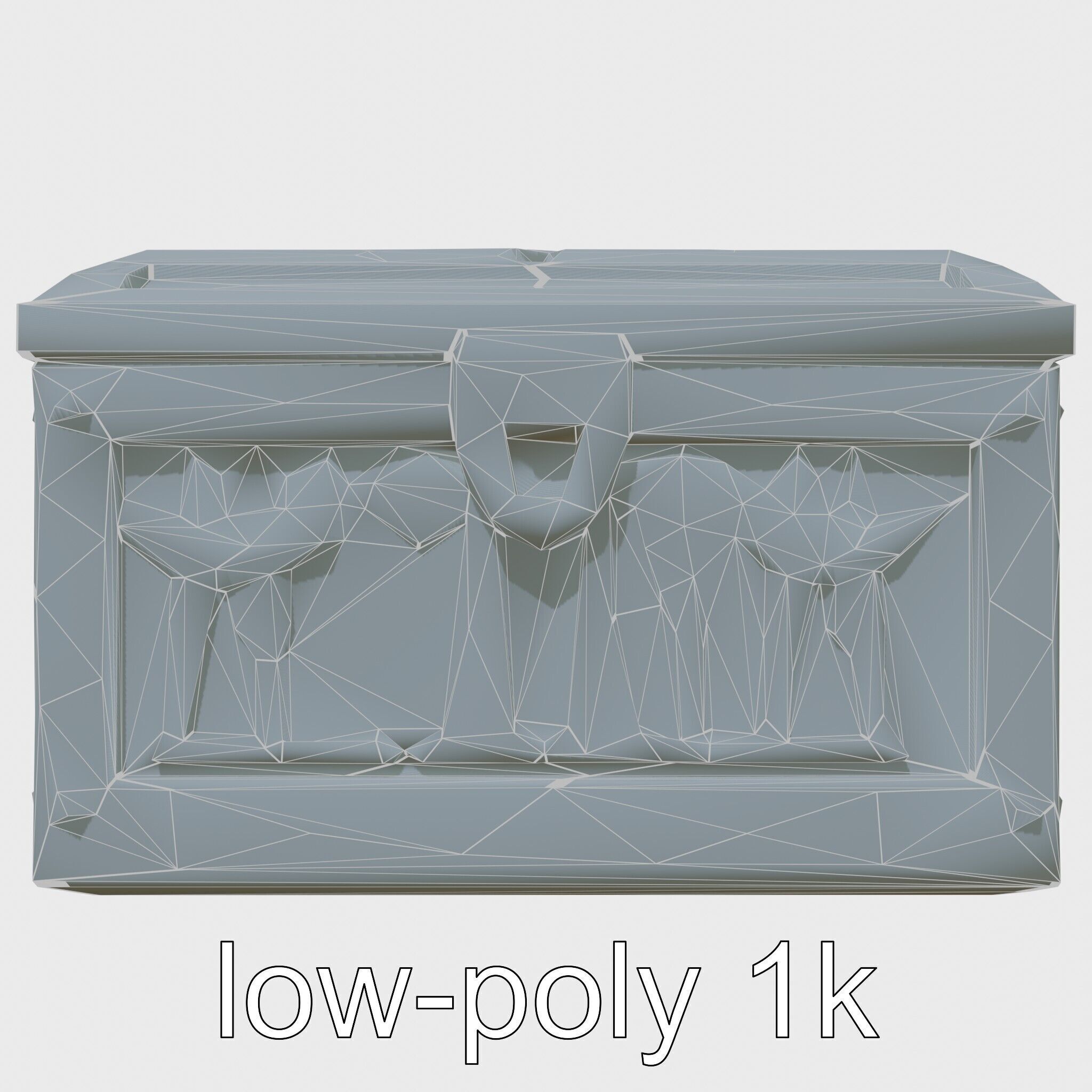 Ancient Egyptian Treasure Chest with Hieroglyphic Carvings Low-poly 3D model_24