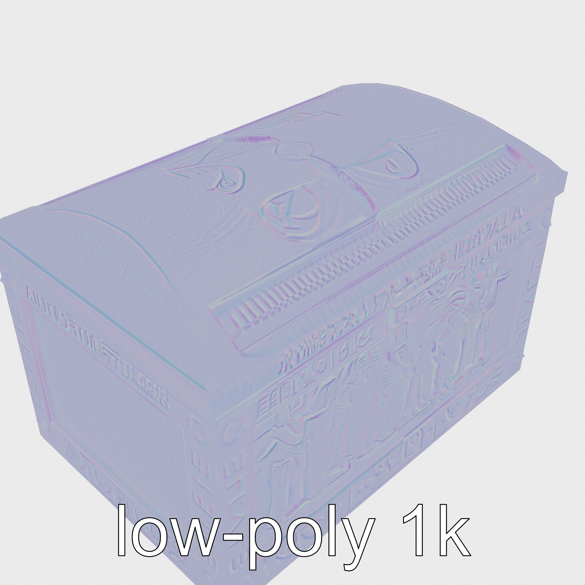Ancient Egyptian Treasure Chest with Hieroglyphic Carvings Low-poly 3D model_35