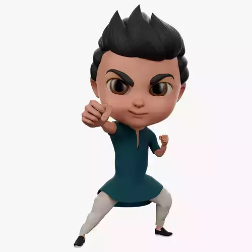 Cartoon KID character BINTU with RIG