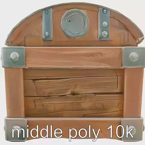 Treasure Chest Rustic Wood and Metal Design Low-poly 3D model