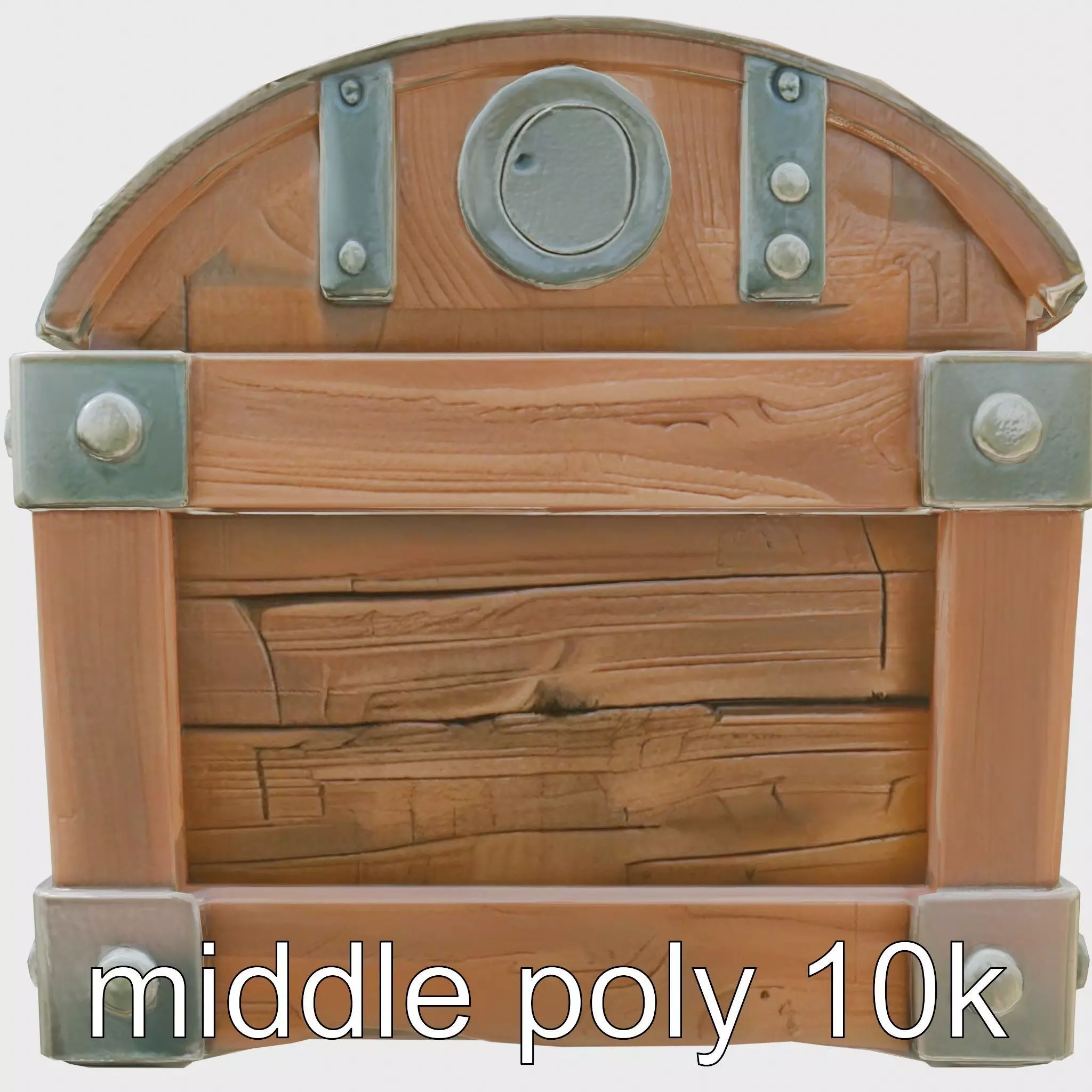 Treasure Chest Rustic Wood and Metal Design Low-poly 3D model
