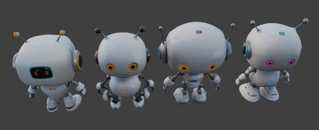 cute robots Low-poly 3D model_2