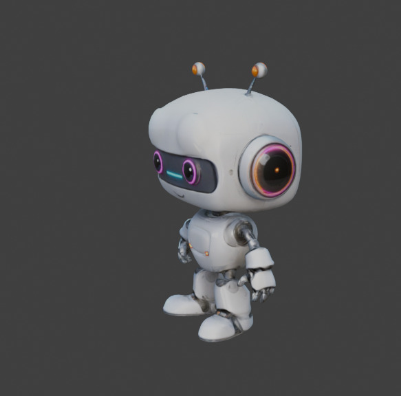 cute robots Low-poly 3D model_8