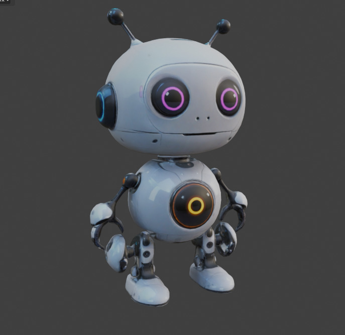 cute robots Low-poly 3D model_16