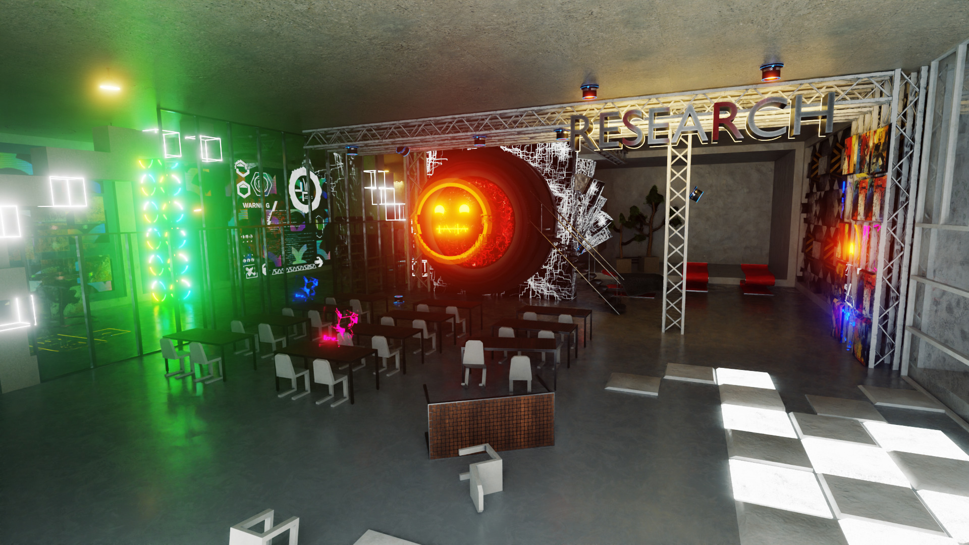 Cyberpunk Science and Education Laboratory Scene 3D model_1