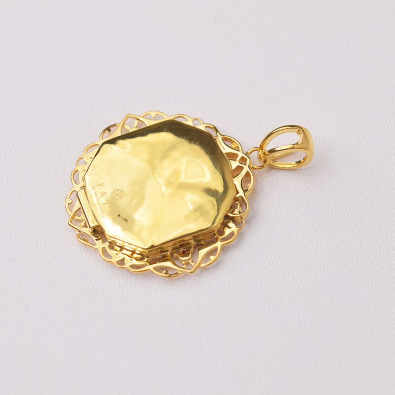 diamond gold pendant flip pendant 3D print model_2