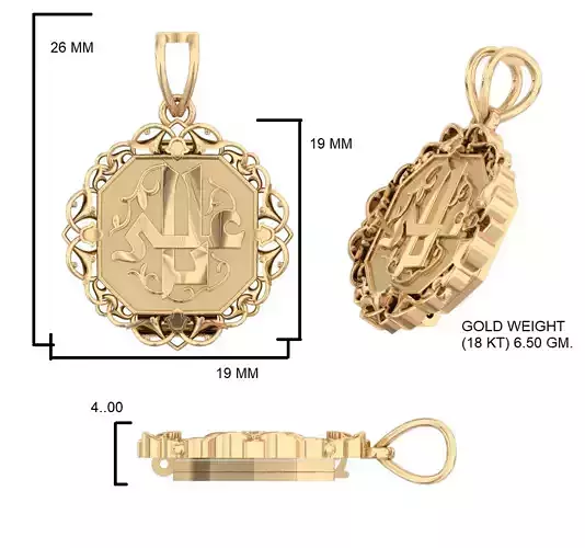 diamond gold pendant flip pendant 3D print model