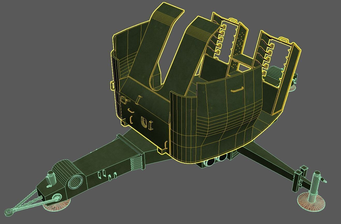 Bofors 40 mm Automatic Gun L-60 Low-poly 3D model 3D model_15