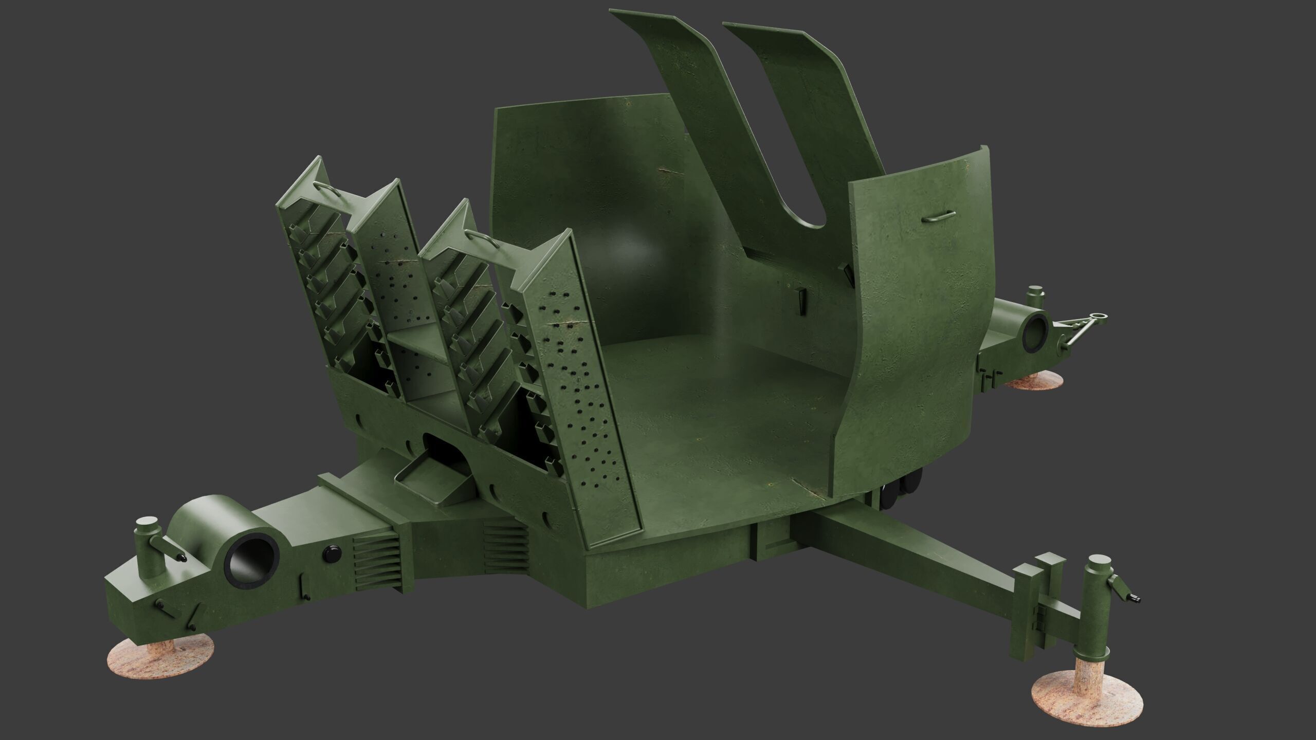 Bofors 40 mm Automatic Gun L-60 Low-poly 3D model 3D model_9