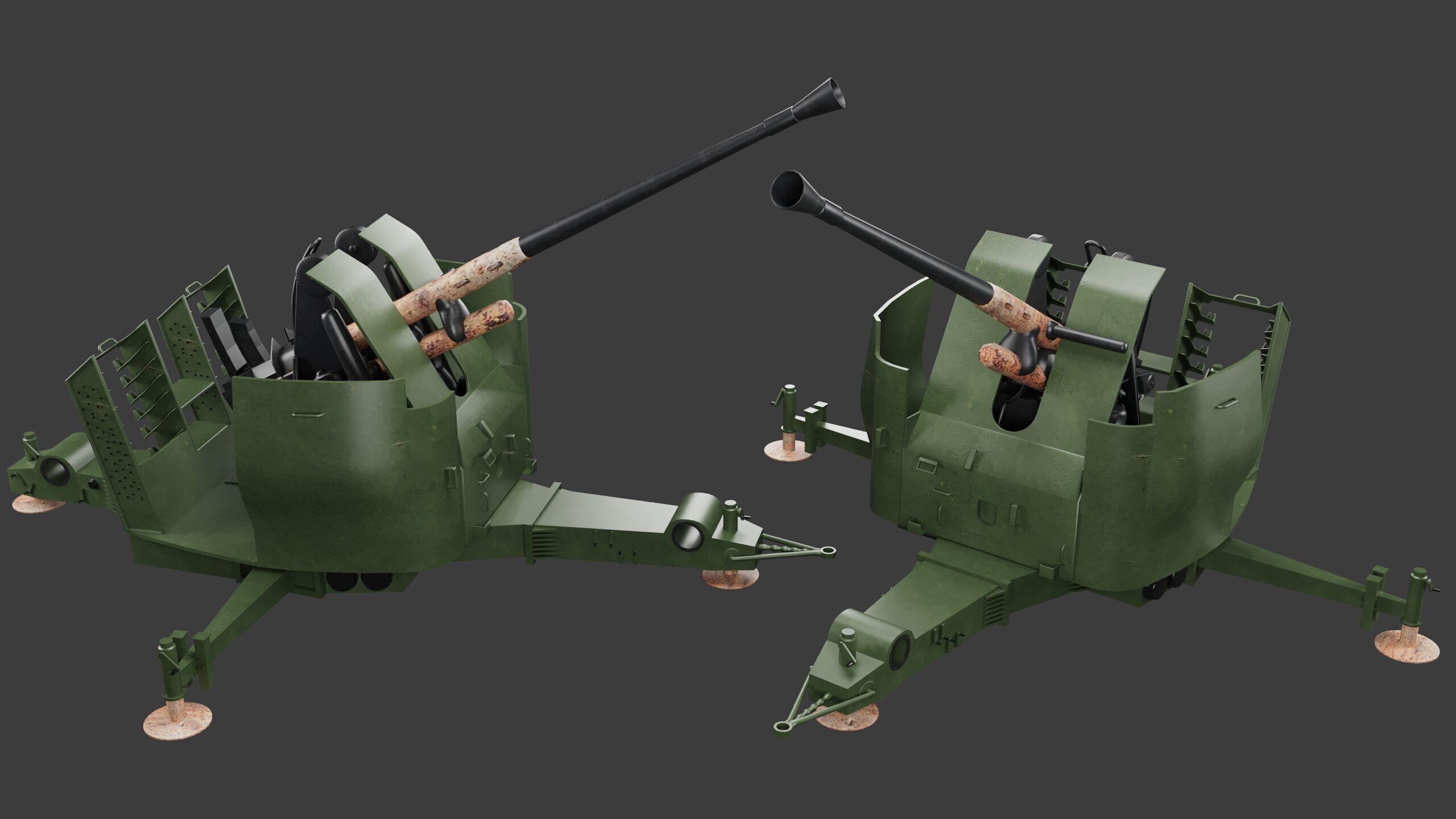 Bofors 40 mm Automatic Gun L-60 Low-poly 3D model 3D model_12