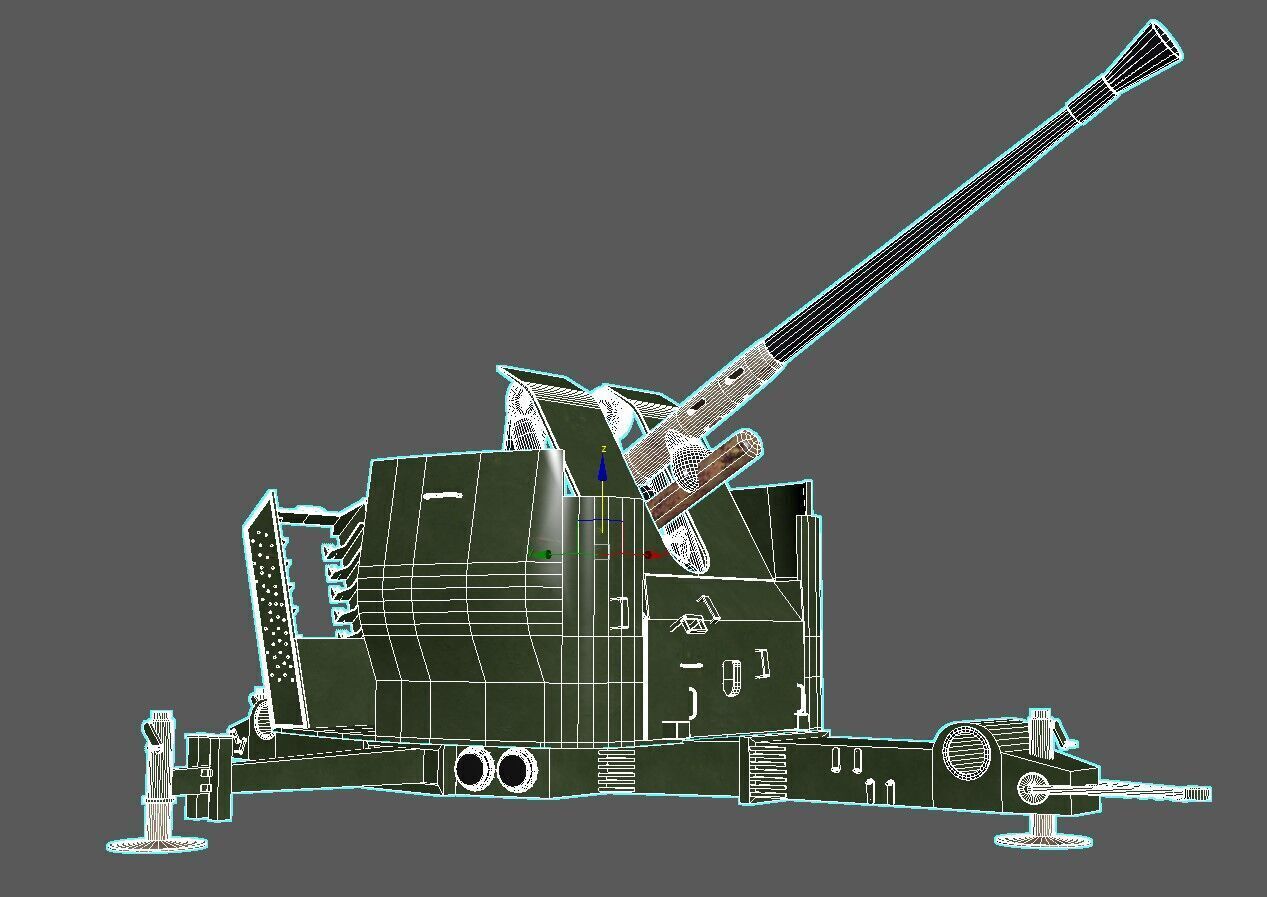 Bofors 40 mm Automatic Gun L-60 Low-poly 3D model 3D model_18