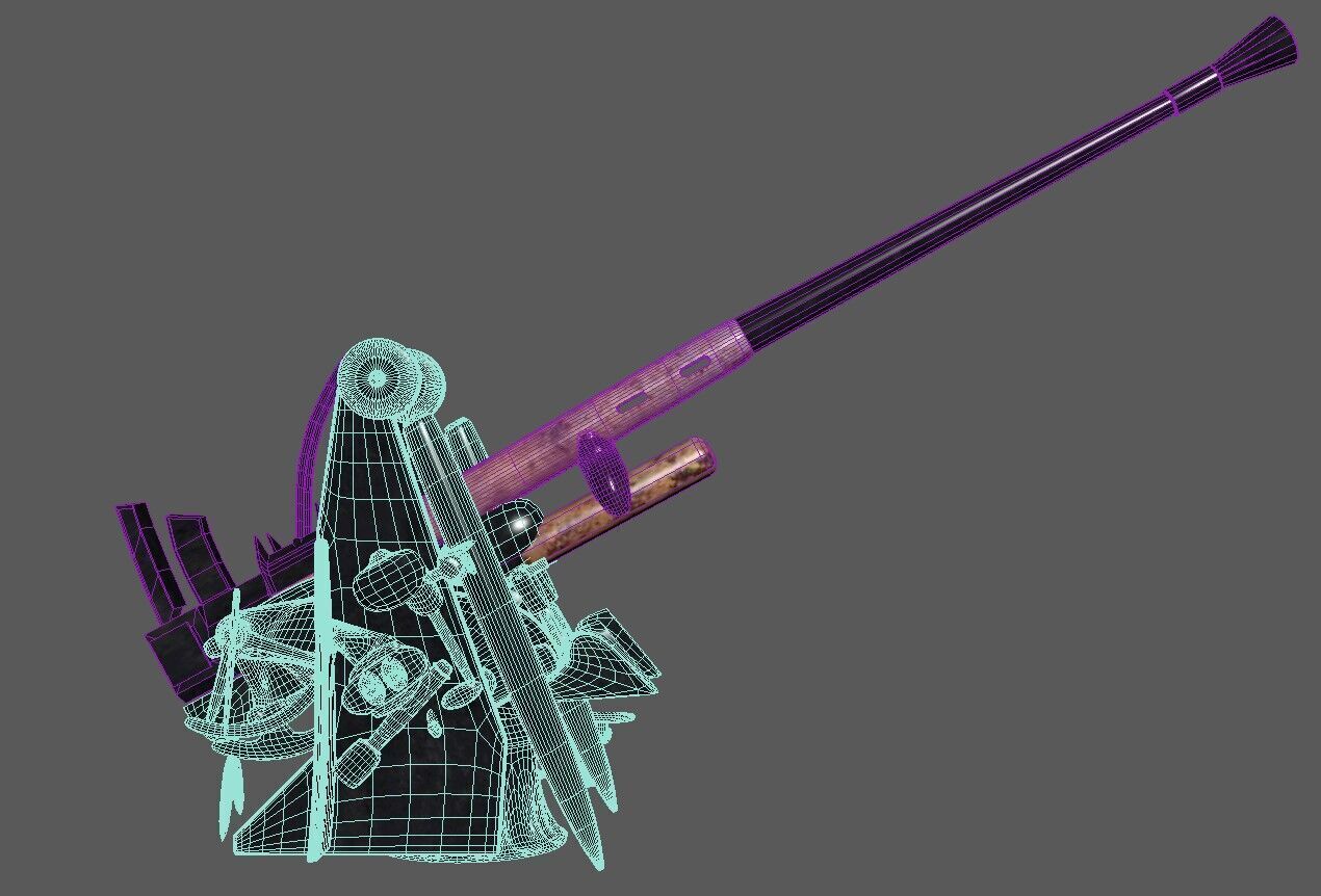 Bofors 40 mm Automatic Gun L-60 Low-poly 3D model 3D model_16