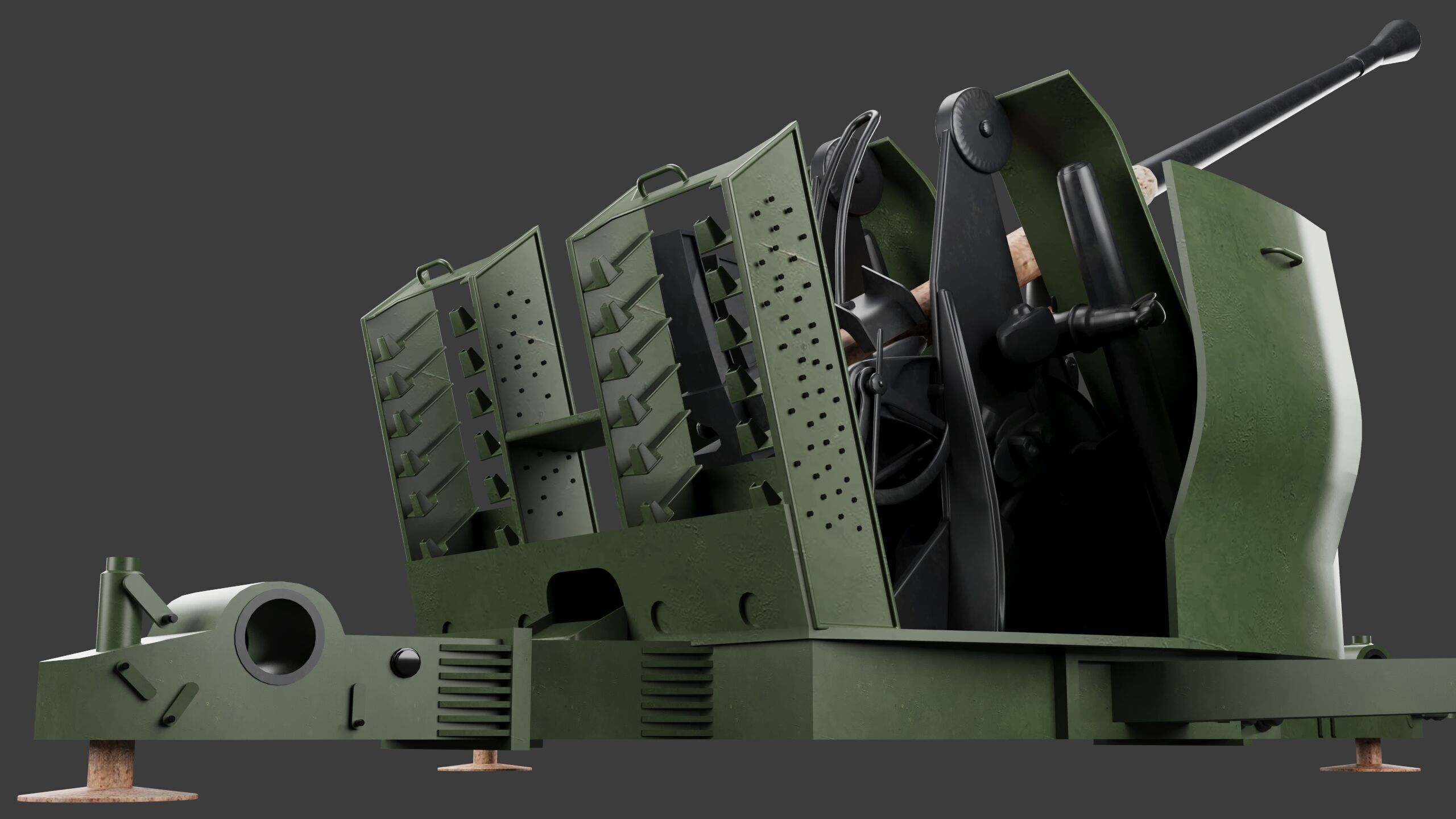 Bofors 40 mm Automatic Gun L-60 Low-poly 3D model 3D model_6