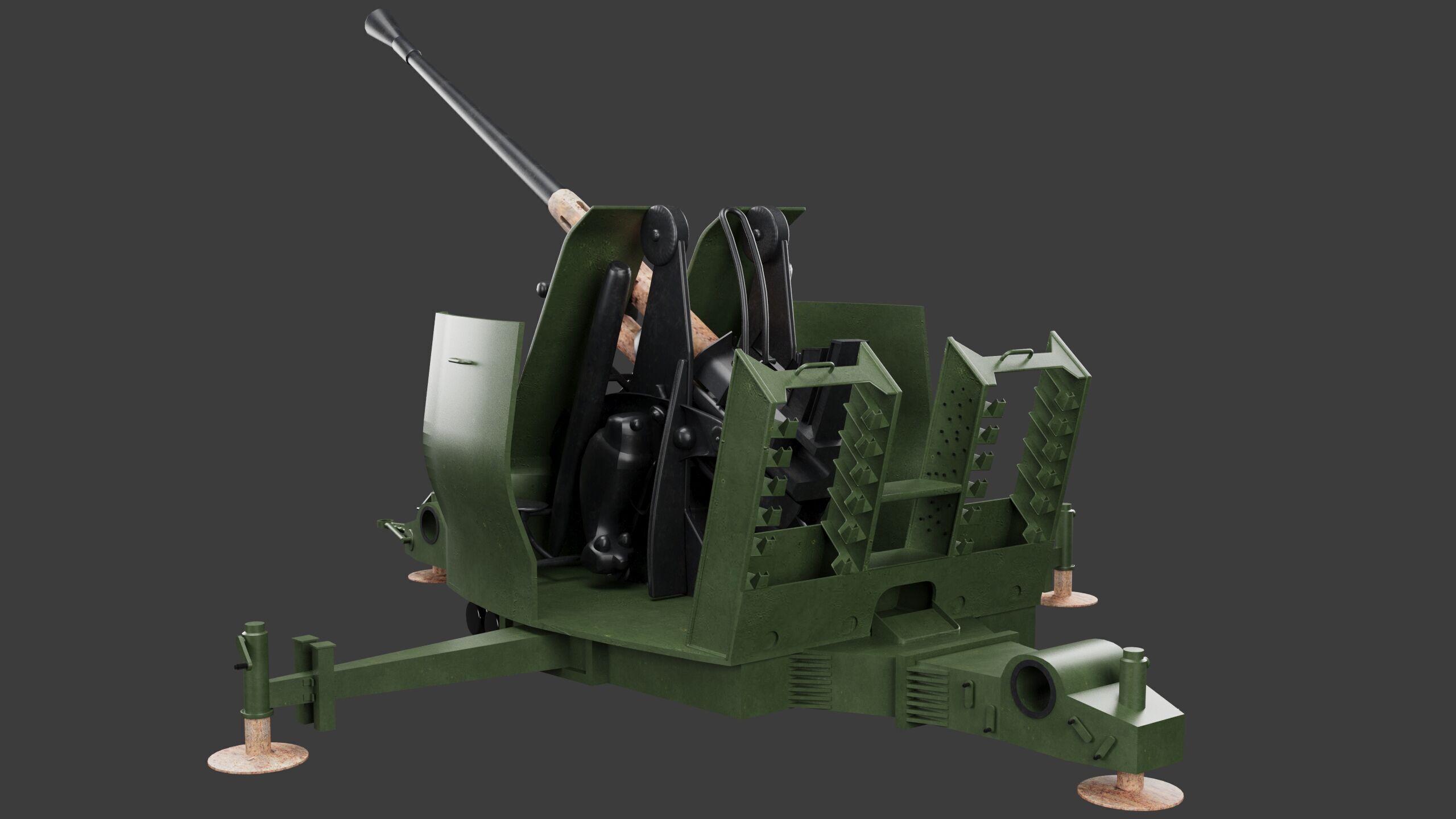 Bofors 40 mm Automatic Gun L-60 Low-poly 3D model 3D model_3