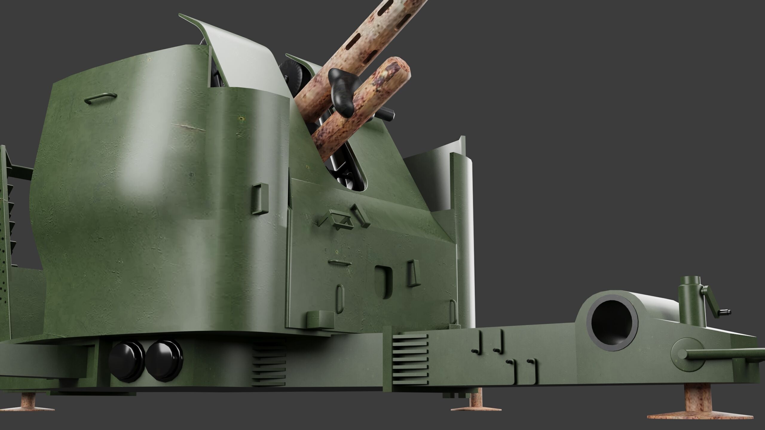 Bofors 40 mm Automatic Gun L-60 Low-poly 3D model 3D model_5