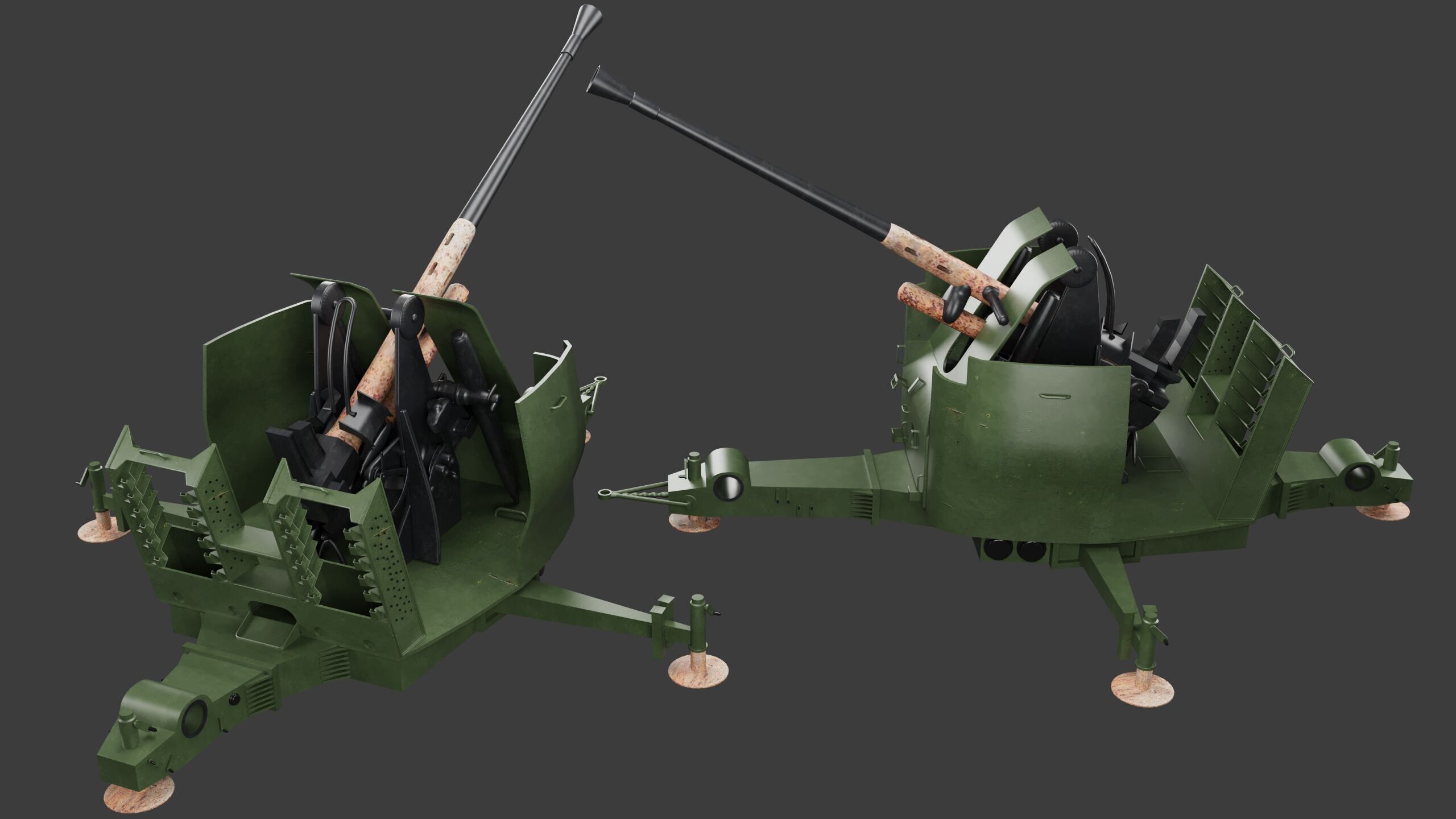 Bofors 40 mm Automatic Gun L-60 Low-poly 3D model 3D model_13