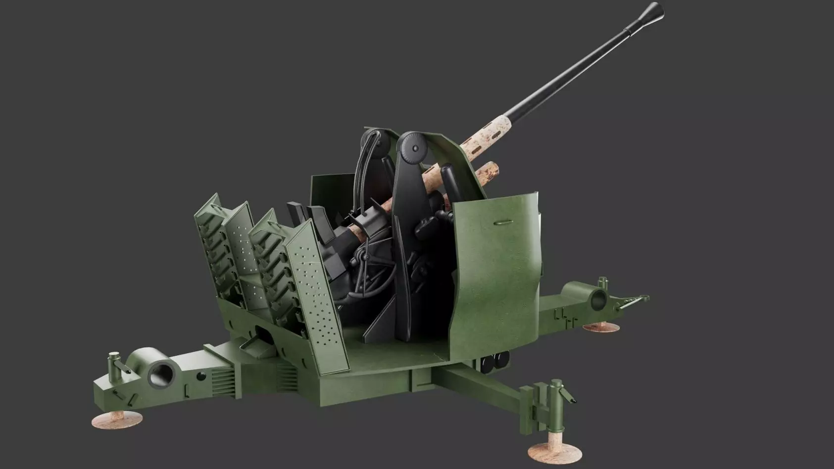 Bofors 40 mm Automatic Gun L-60 Low-poly 3D model 3D model_0