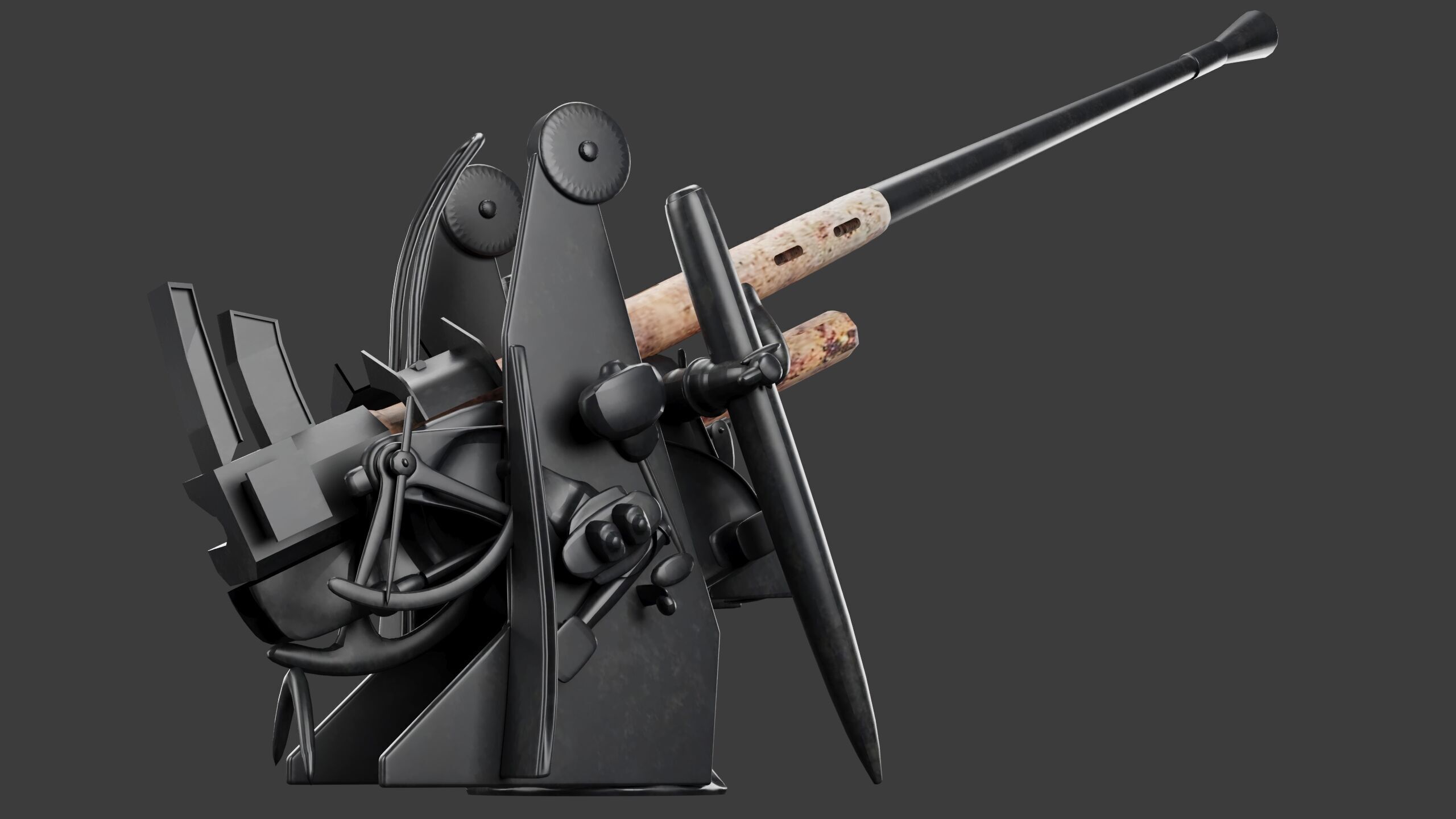 Bofors 40 mm Automatic Gun L-60 Low-poly 3D model 3D model_7