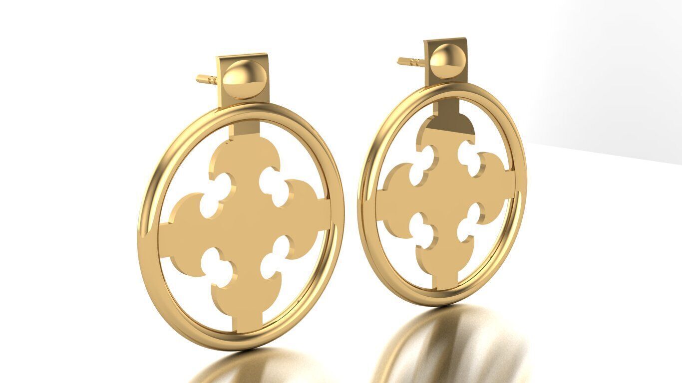 Earring cross on round 3d model print 3D print model_3