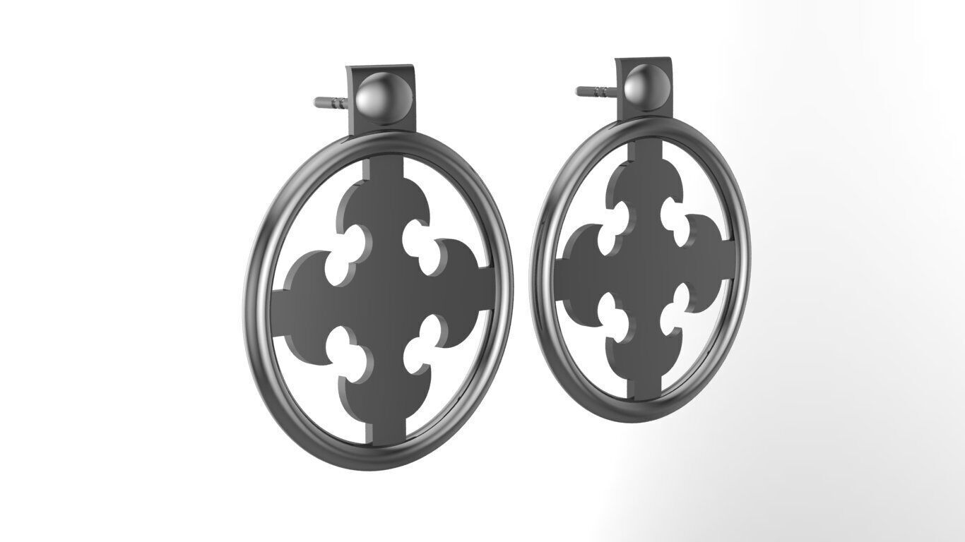 Earring cross on round 3d model print 3D print model_27