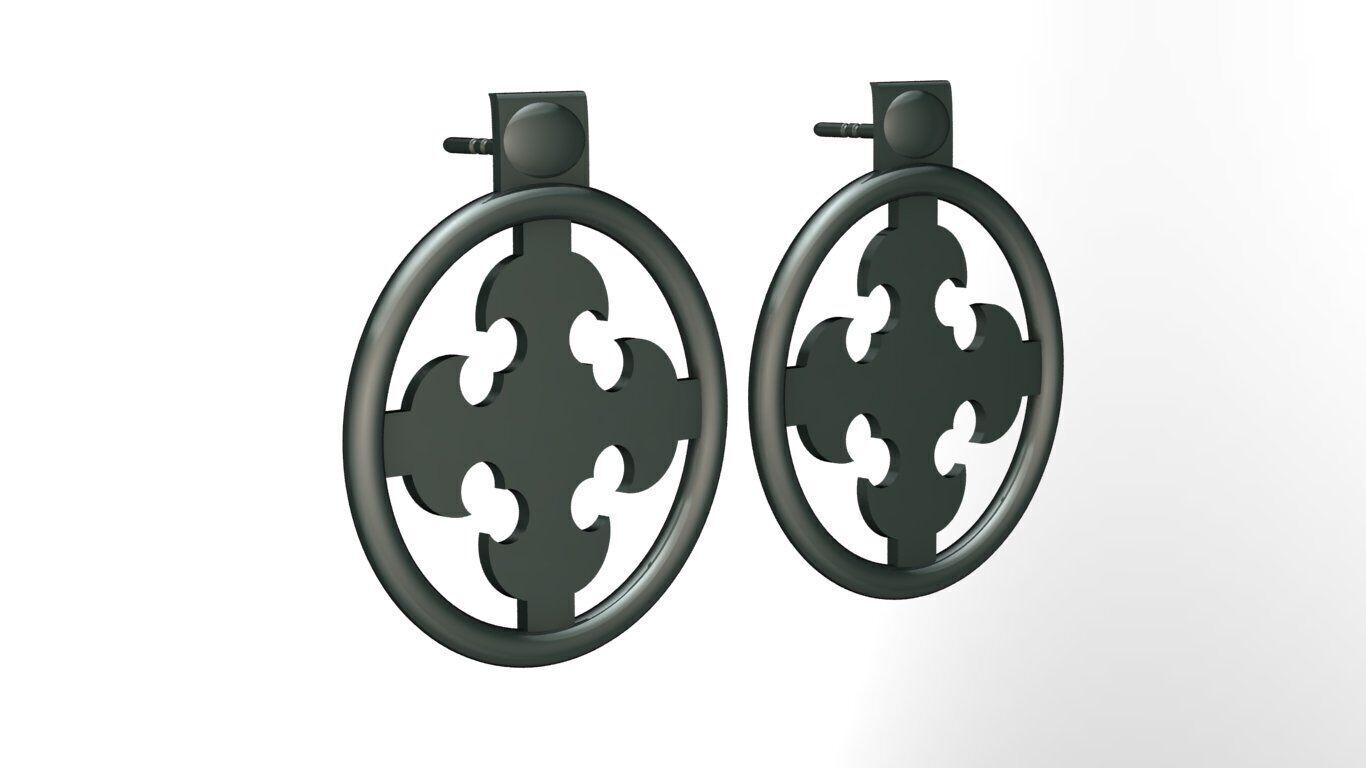 Earring cross on round 3d model print 3D print model_31