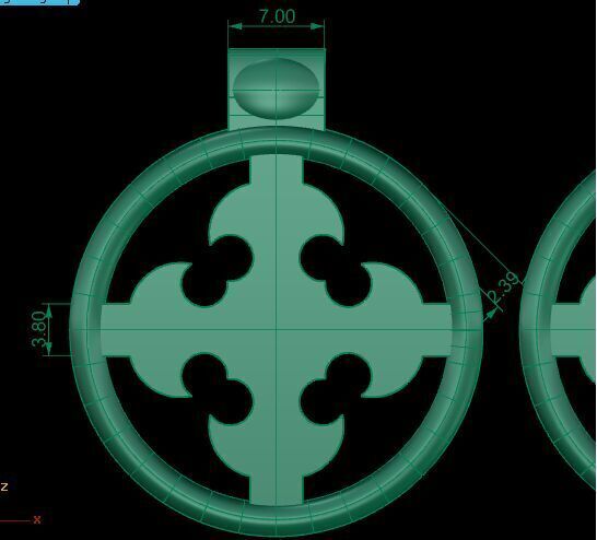 Earring cross on round 3d model print 3D print model_2