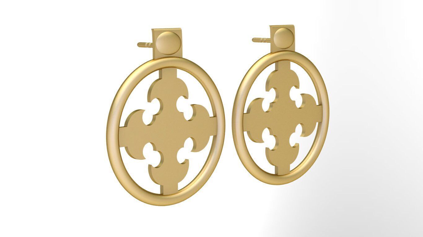 Earring cross on round 3d model print 3D print model_29