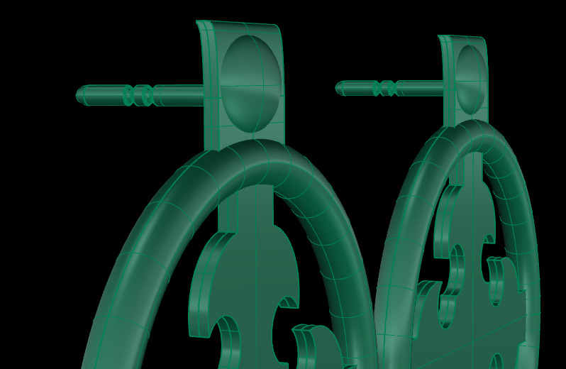 Earring cross on round 3d model print 3D print model_17