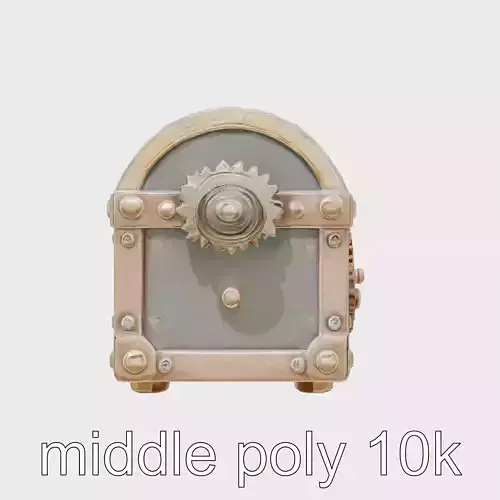 Steampunk Treasure Chest with Intricate Mechanical Gears Low-poly 3D model