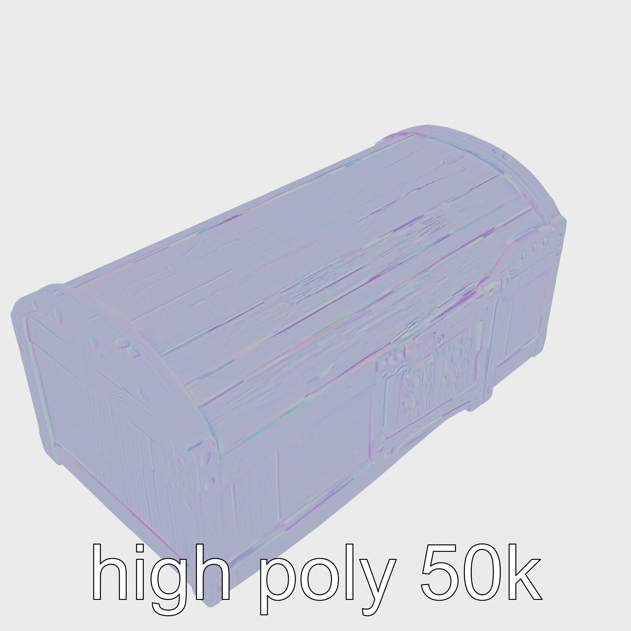 Medieval Oak Treasure Chest with Iron Reinforcements Low-poly 3D model_29