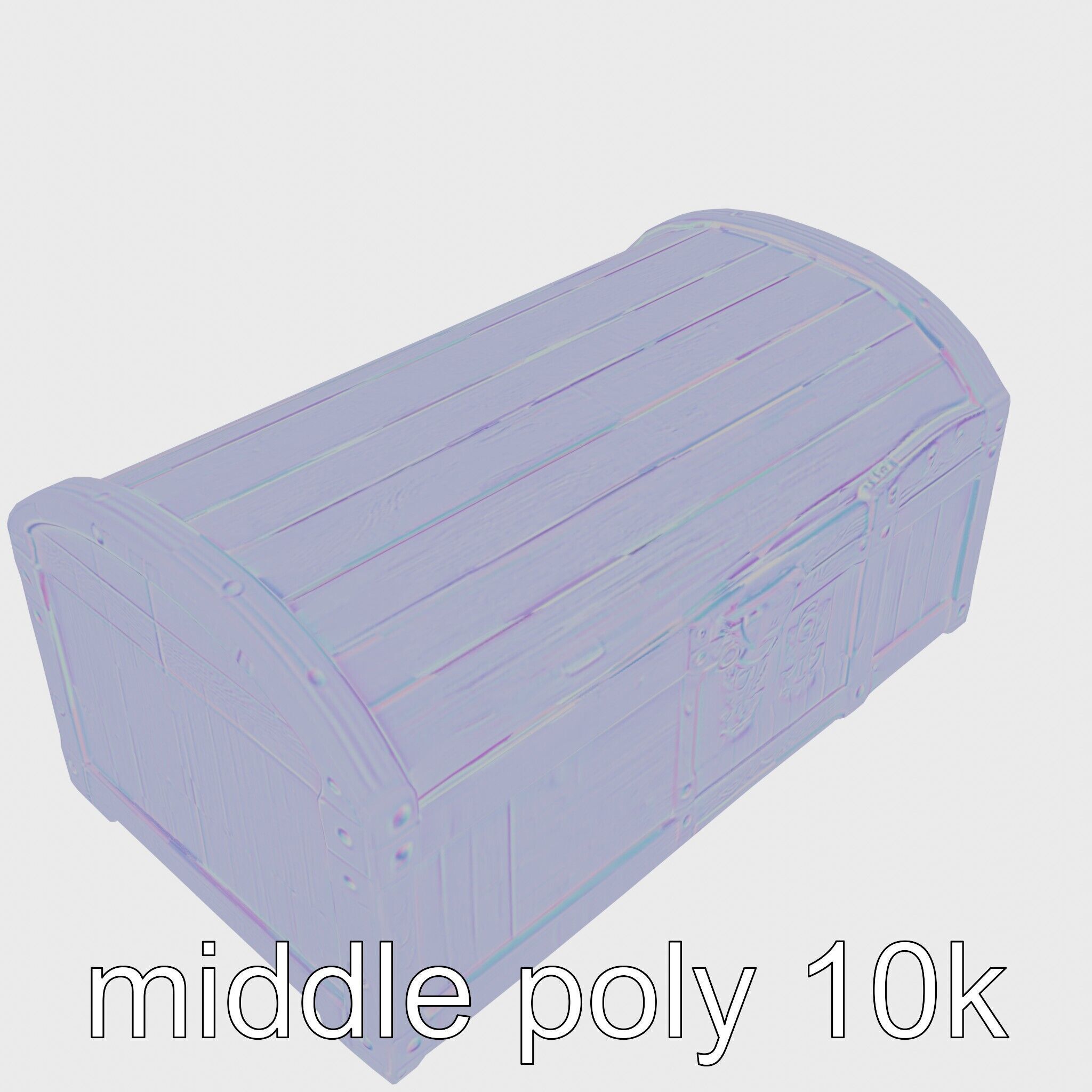 Medieval Oak Treasure Chest with Iron Reinforcements Low-poly 3D model_26