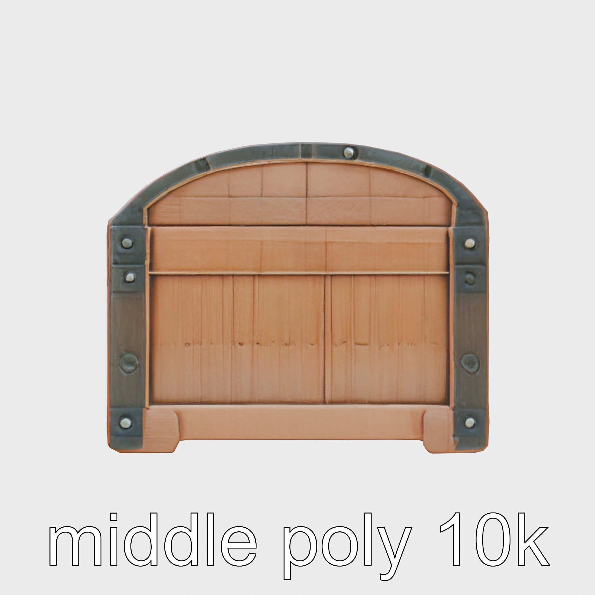 Medieval Oak Treasure Chest with Iron Reinforcements Low-poly 3D model_14