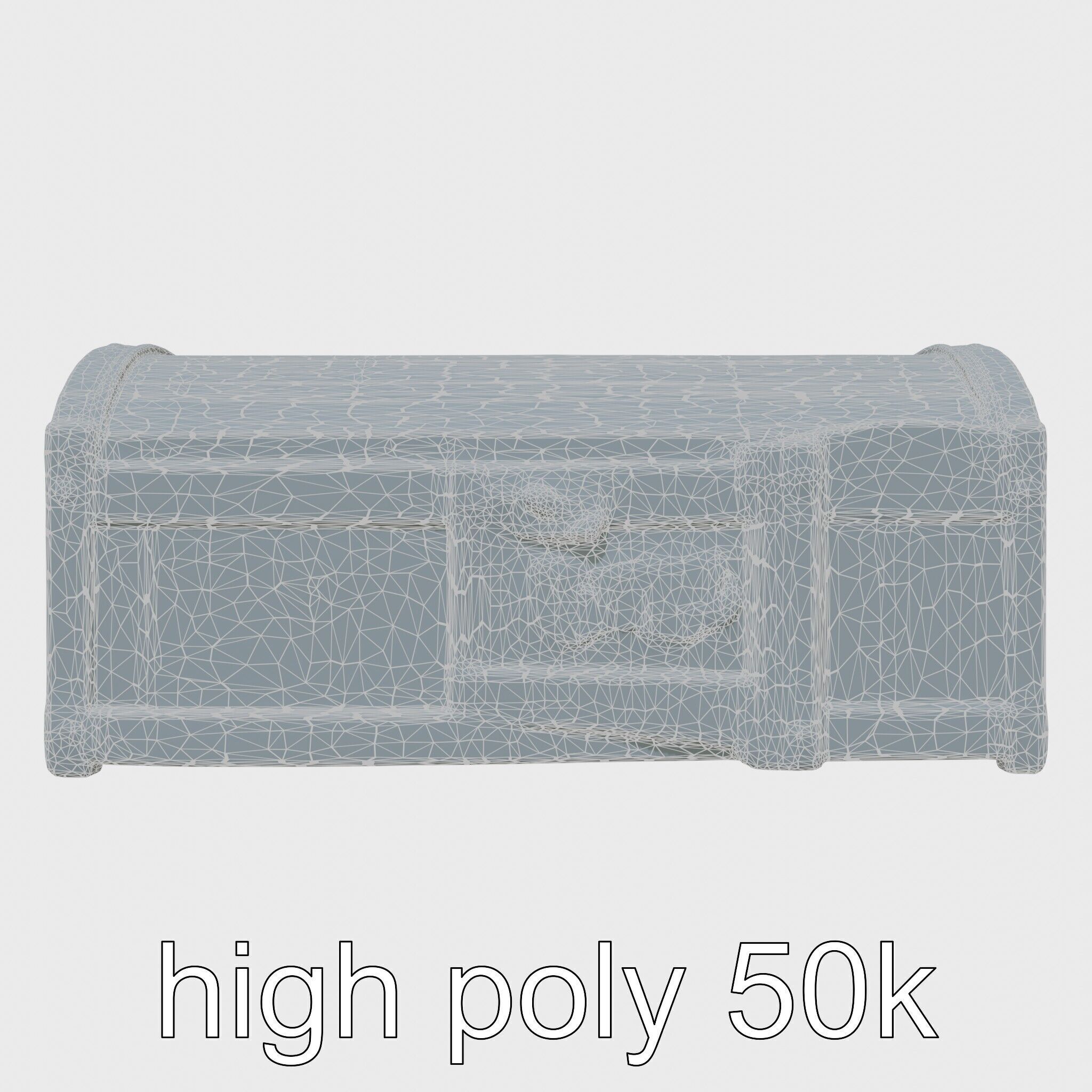 Medieval Oak Treasure Chest with Iron Reinforcements Low-poly 3D model_8