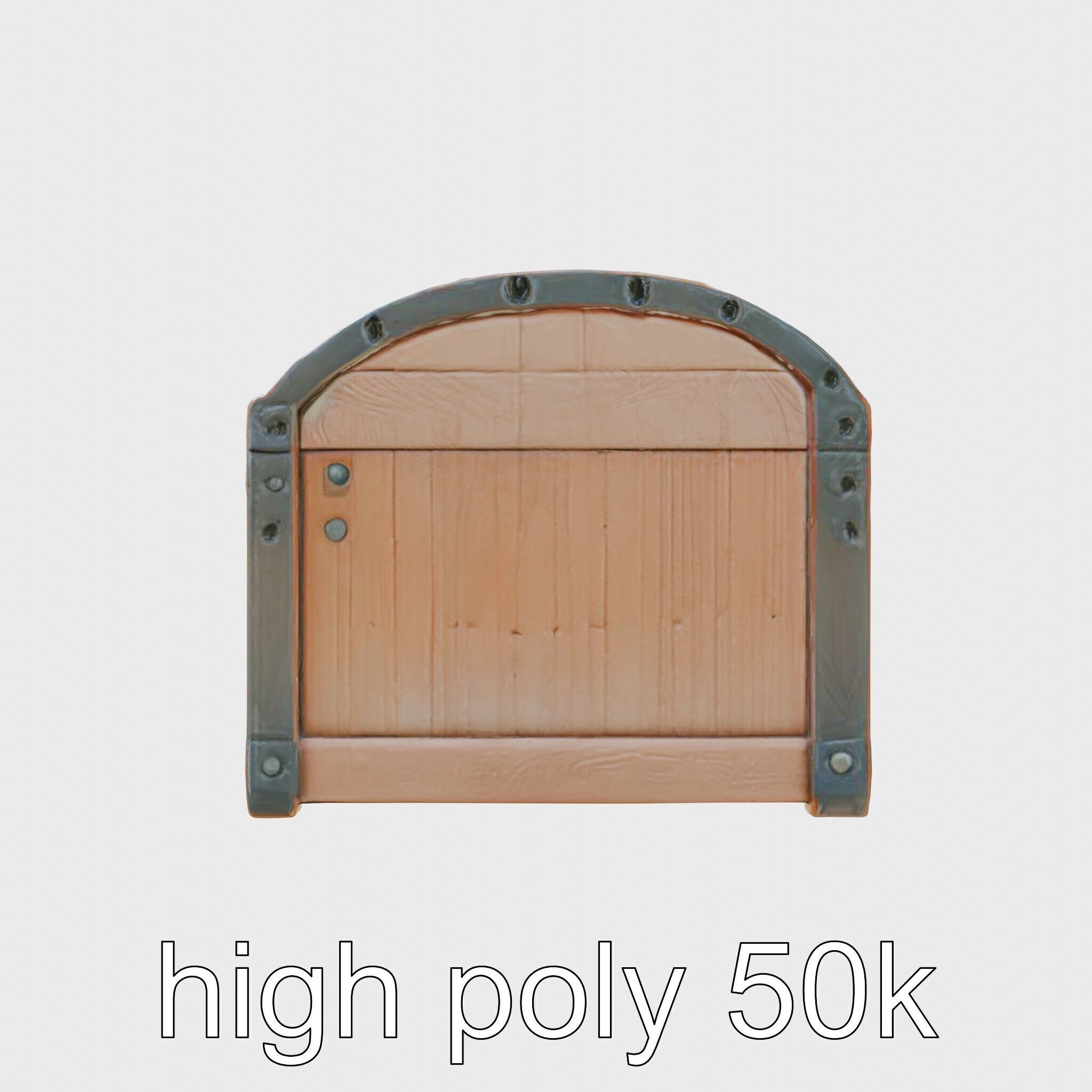 Medieval Oak Treasure Chest with Iron Reinforcements Low-poly 3D model_23