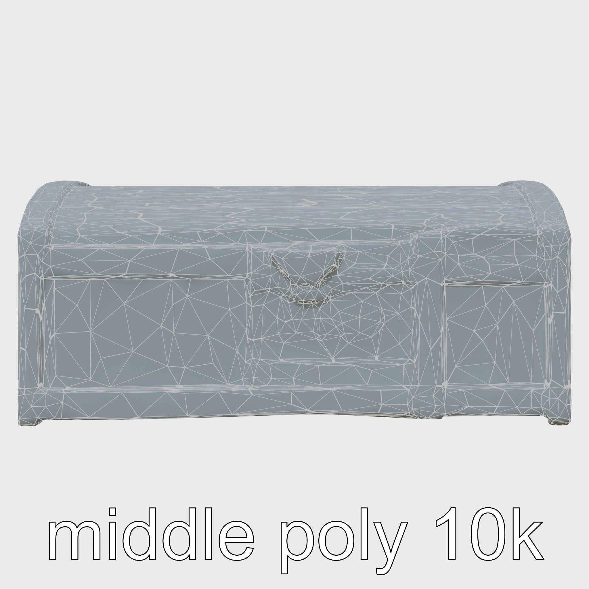 Medieval Oak Treasure Chest with Iron Reinforcements Low-poly 3D model_9