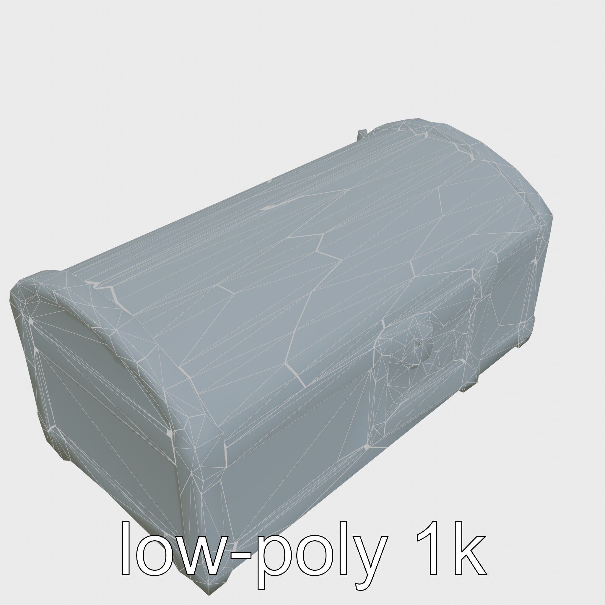 Medieval Oak Treasure Chest with Iron Reinforcements Low-poly 3D model_13