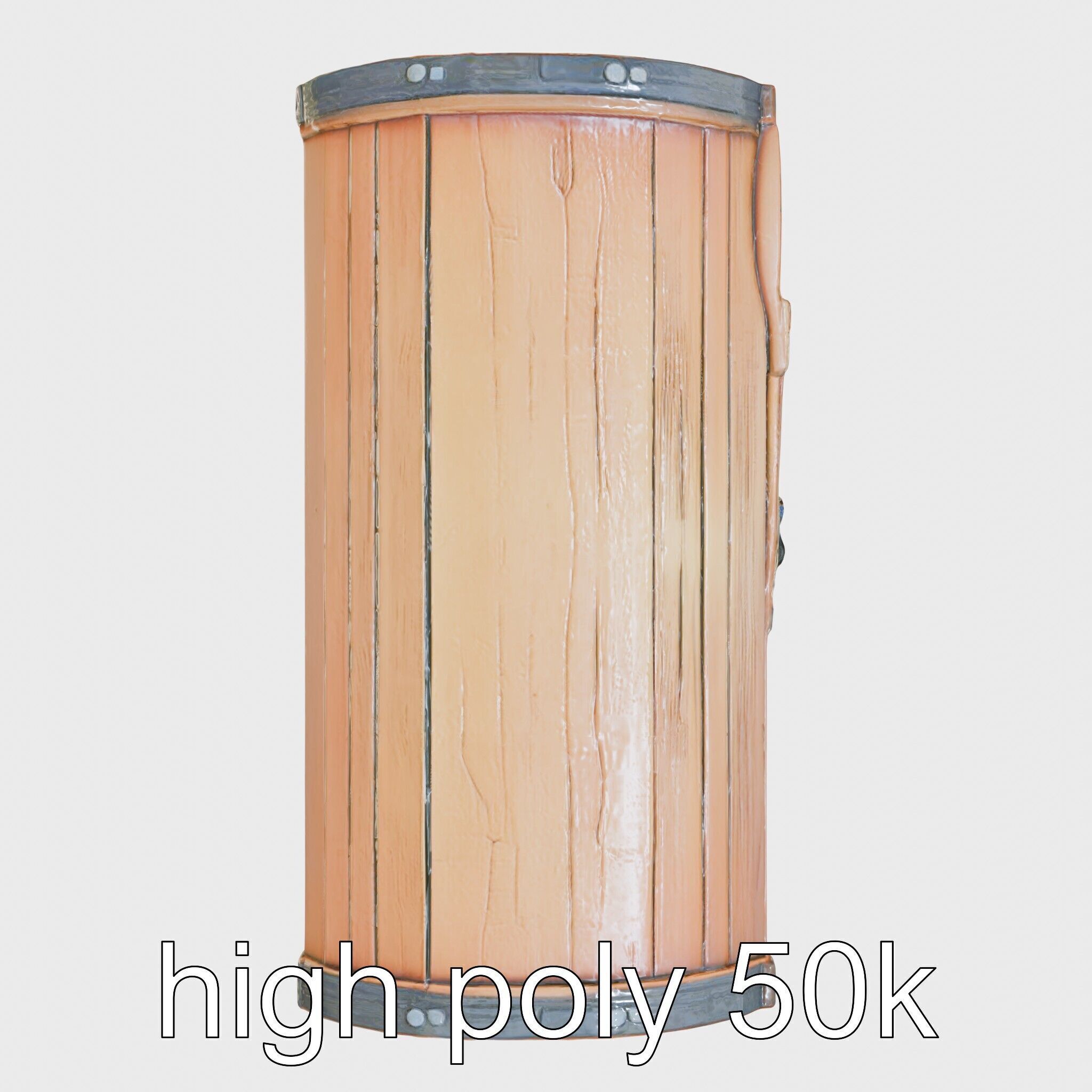 Medieval Oak Treasure Chest with Iron Reinforcements Low-poly 3D model_11