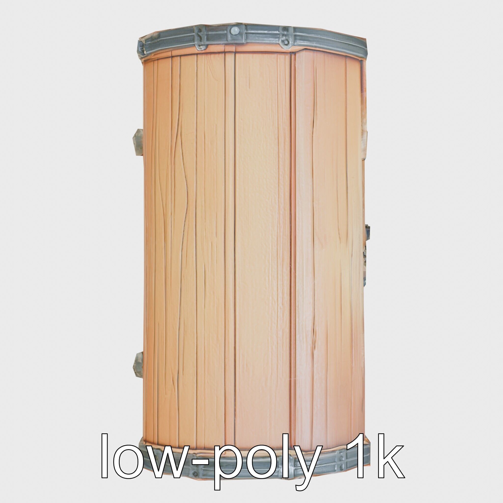 Medieval Oak Treasure Chest with Iron Reinforcements Low-poly 3D model_24