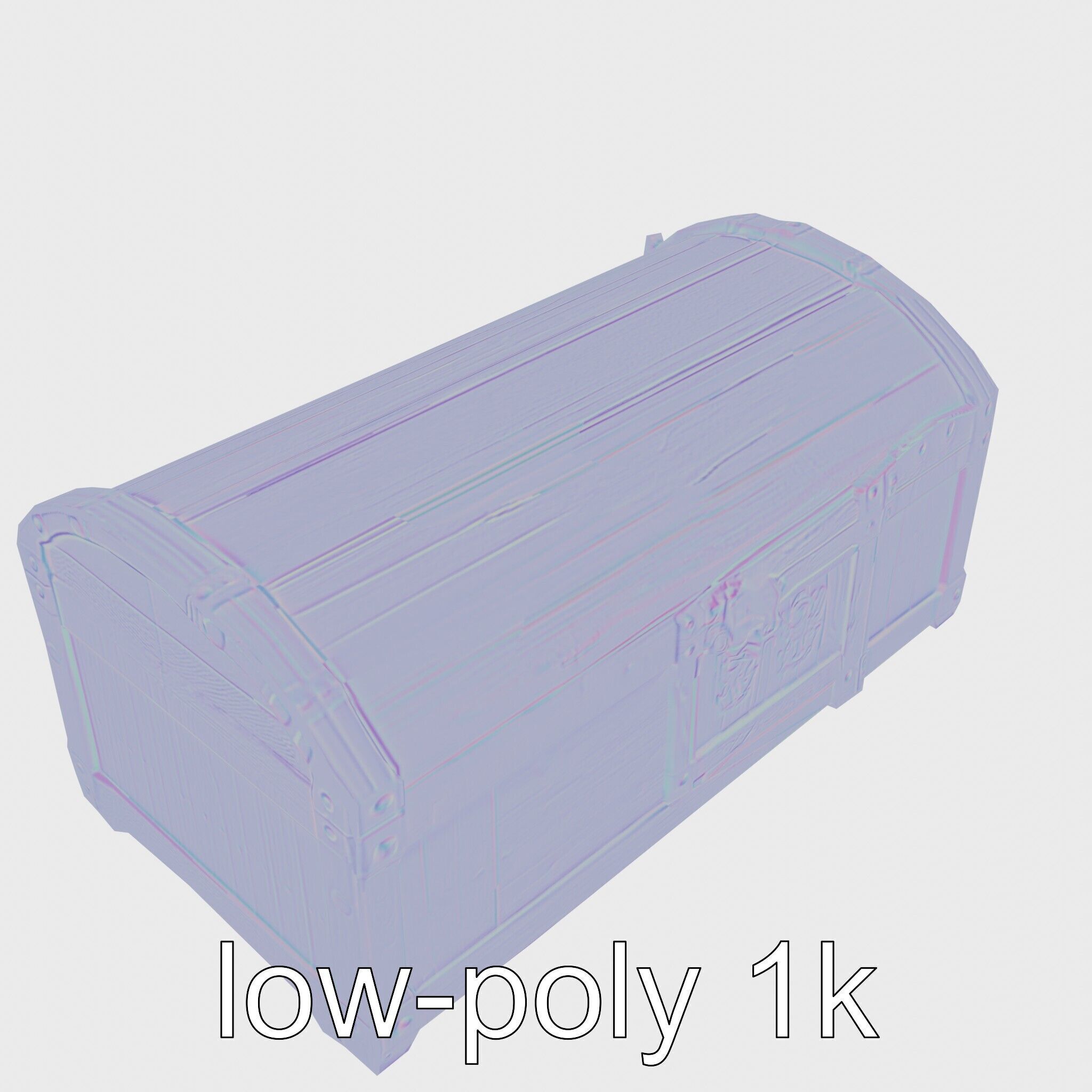 Medieval Oak Treasure Chest with Iron Reinforcements Low-poly 3D model_17