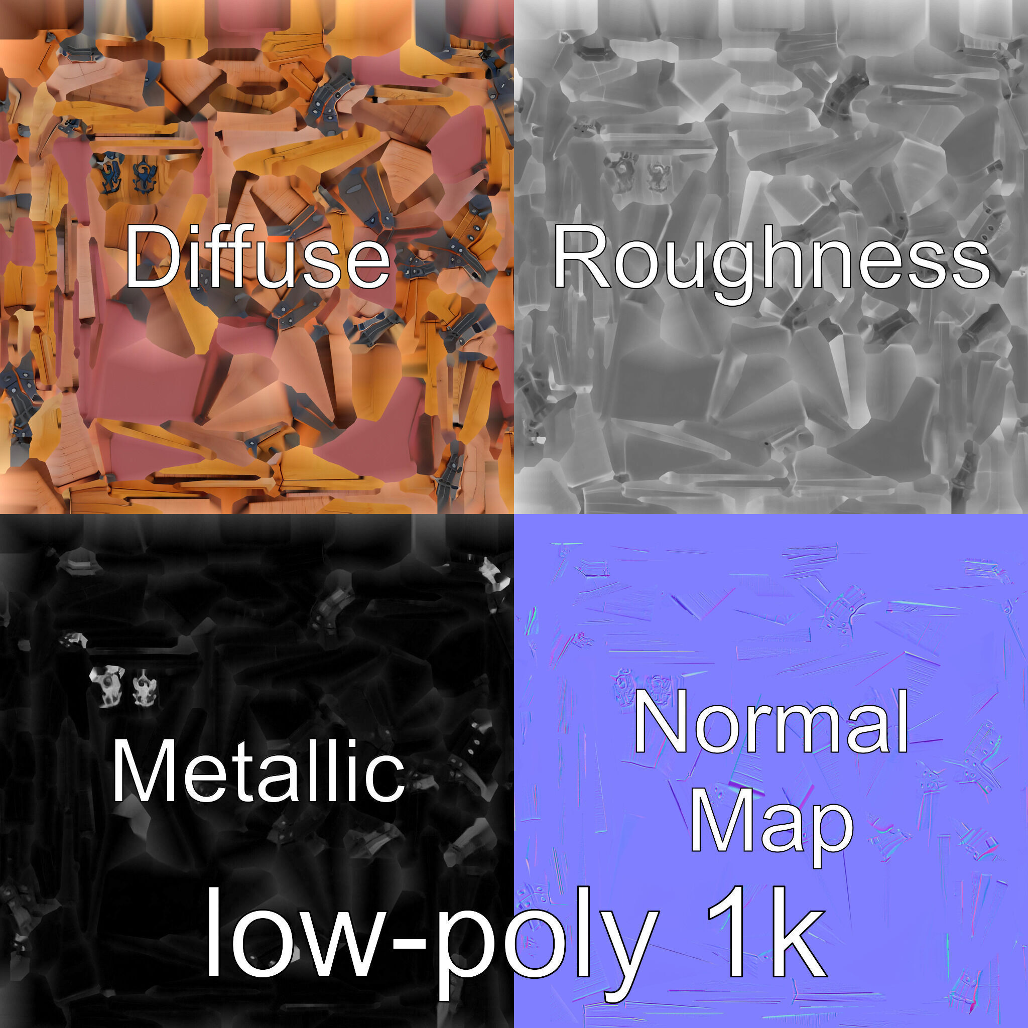 Medieval Oak Treasure Chest with Iron Reinforcements Low-poly 3D model_4