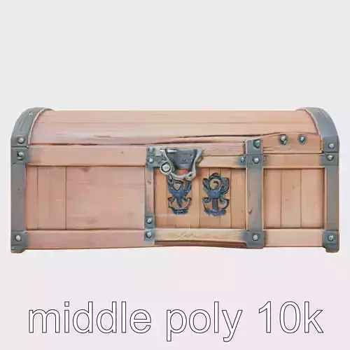 Medieval Oak Treasure Chest with Iron Reinforcements