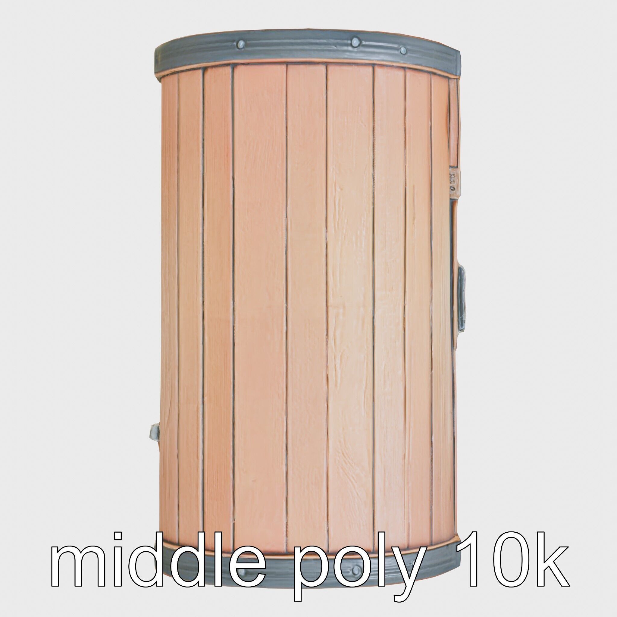 Medieval Oak Treasure Chest with Iron Reinforcements Low-poly 3D model_12