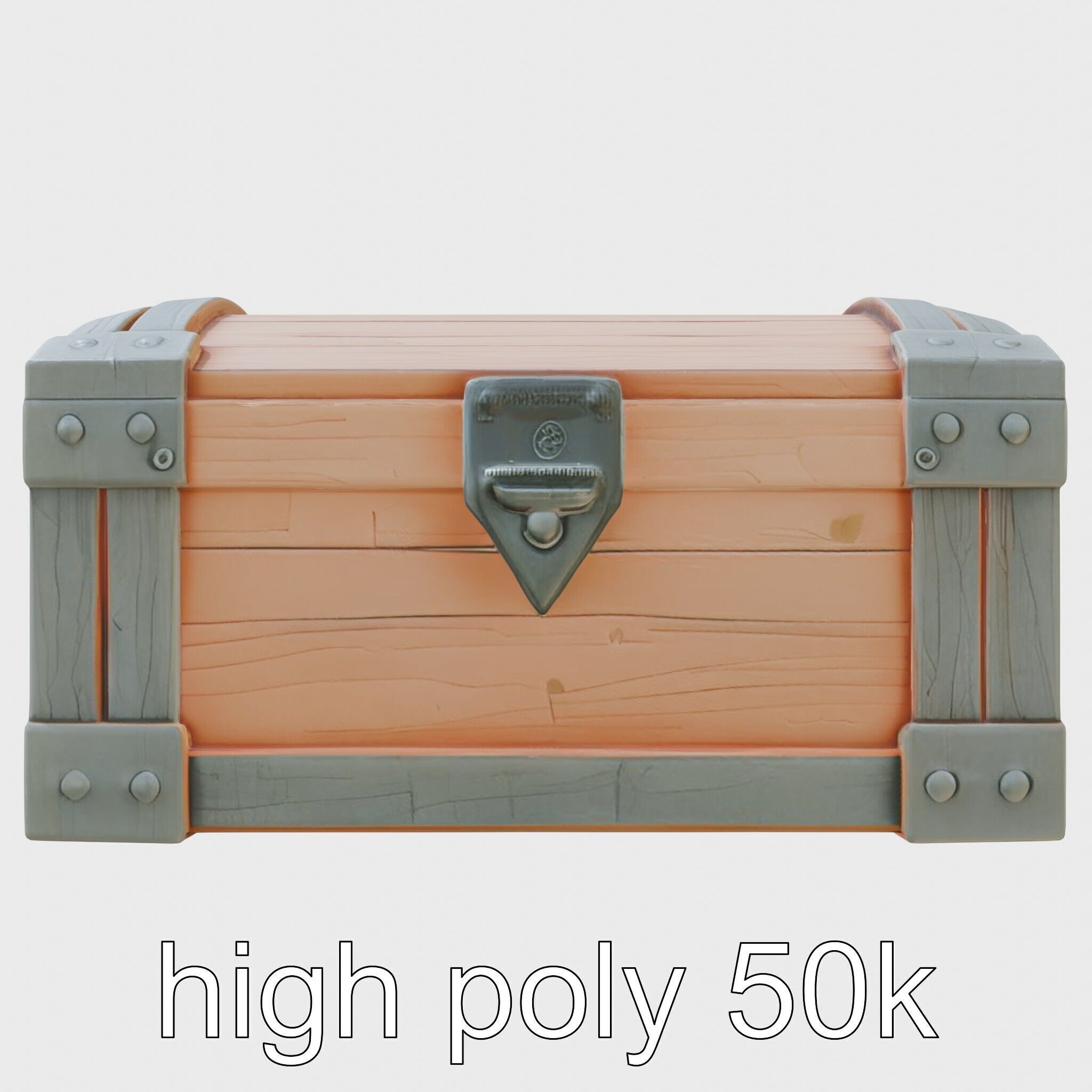 Treasure Chest Game Asset Model Low-poly 3D model_11