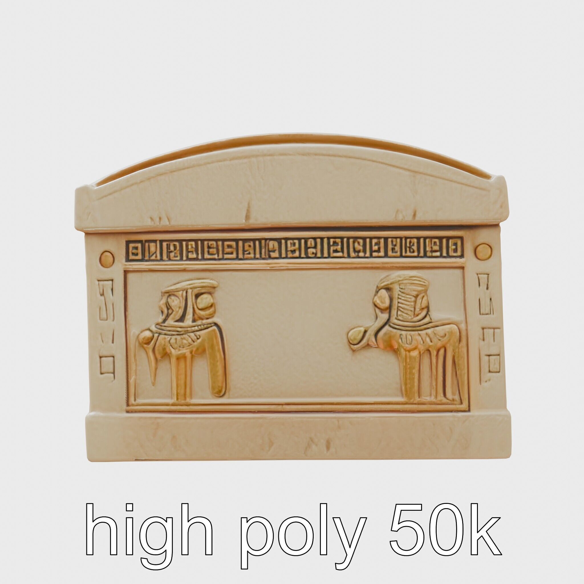 Ancient Egyptian Treasure Chest with Hieroglyphic Carvings Low-poly 3D model_5